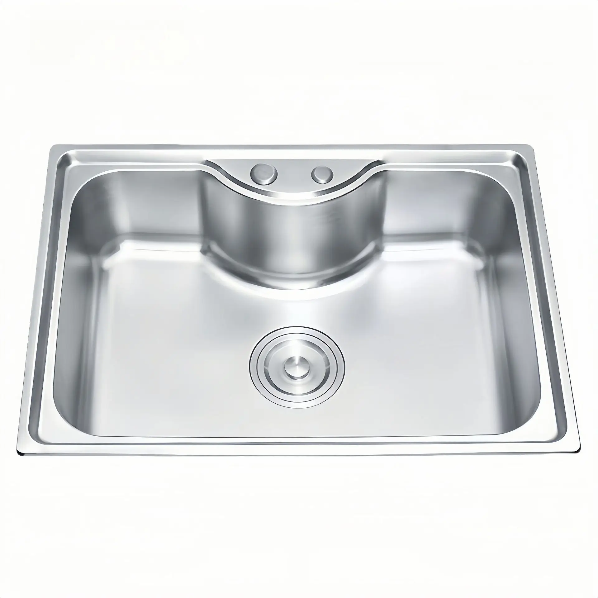 Stainless Steel Kitchen Sink Single Bowl Large Capacity Harbor Style Sloped Edge Washing Basin for Vegetables Fruit