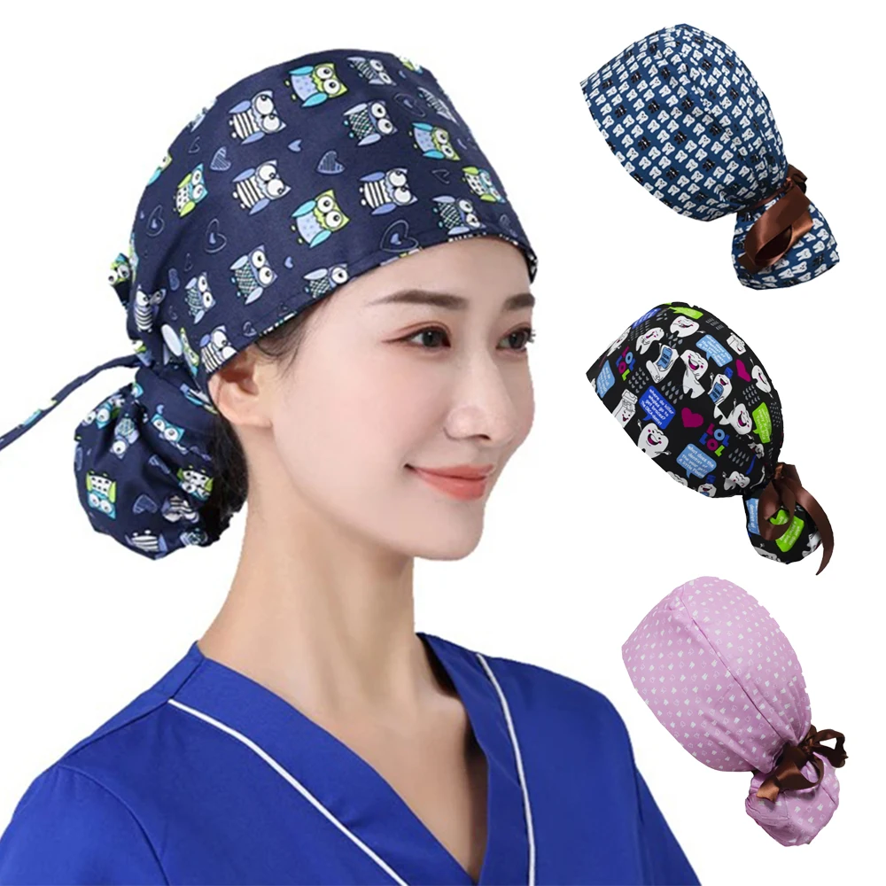 Operation Headgear Hat Nurse Cap Bandanna Printed Butterfly Hat Soft Breathable Surgical Cap Headwear Hospital Accessories
