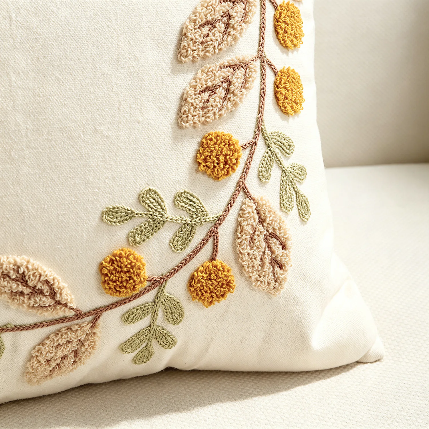 Dekokissenbezug mit Thanksgiving-Motiv, Herbst-Chenille-Blattgirlande, dekorative Stickerei, Kissenbezüge 45x45cm – Detail 6