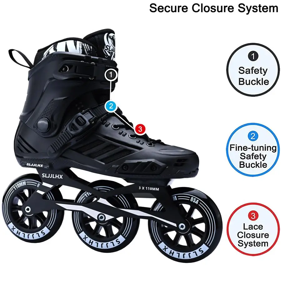 عجلات زلاجات مضمنة للرجال والنساء، زلاجات دوارة احترافية للذكور والإناث، زلاجات عالية الأداء للبالغين بسرعة 110 مم #4