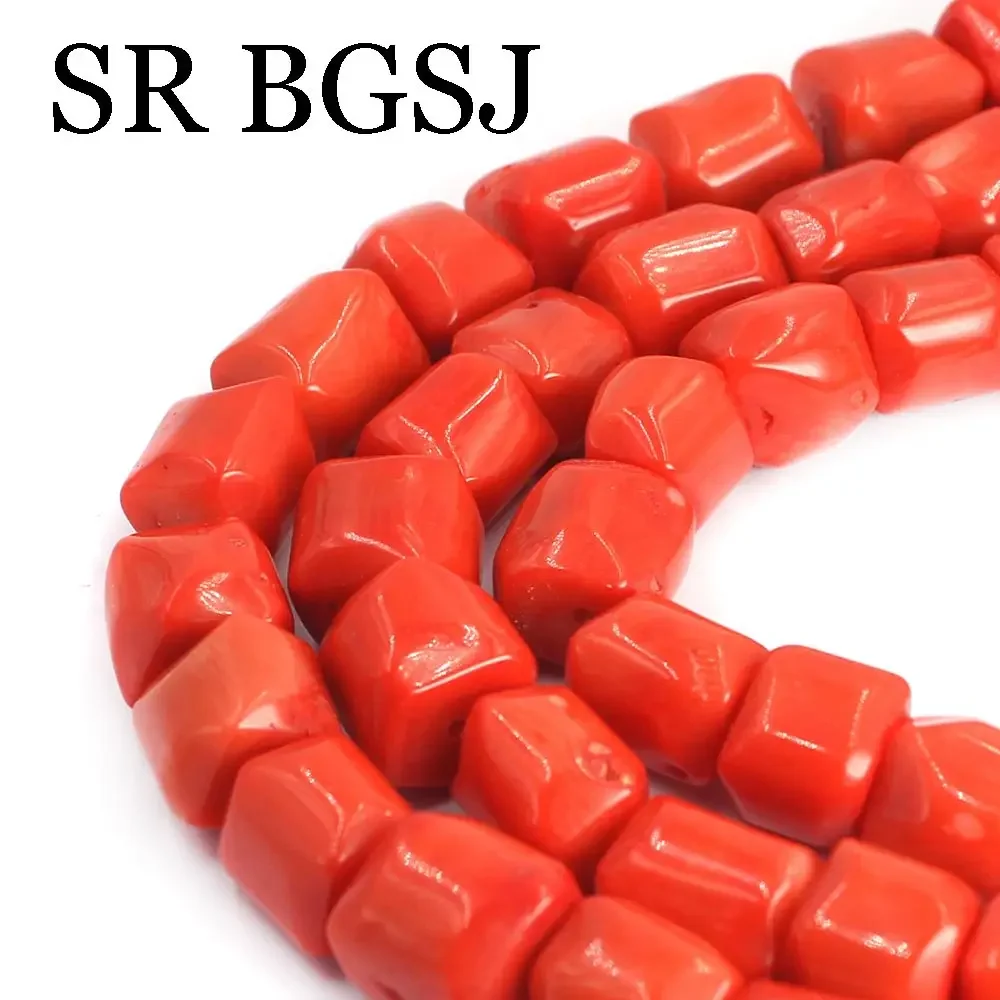 African Jewelry Dubai 10-12mm Red / Orange Column 100% Real Genuine Natural Coral Large Beads Strand 15\