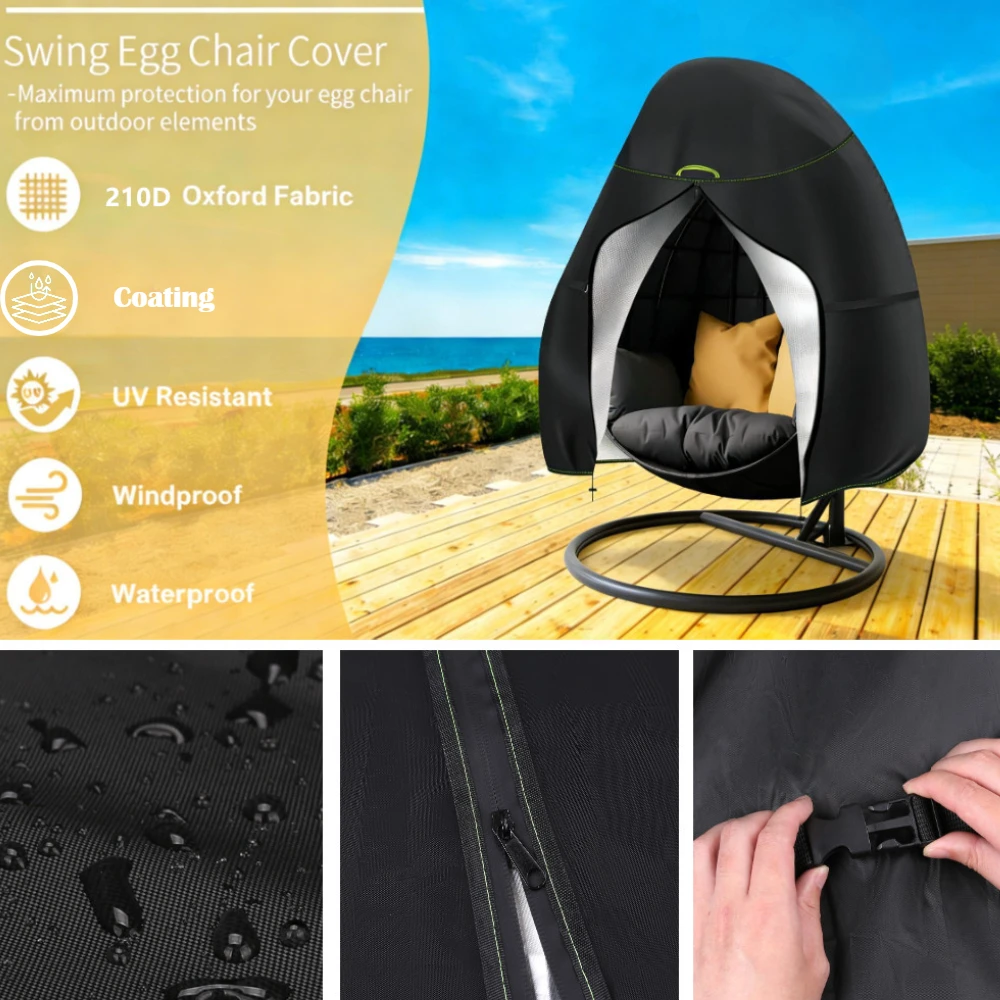 Egg Chair Cover Waterproof 210D Outdoor Patio Rattan Hanging Cocoon Swing Chair Protector Oxford Fabric Anti-UV For 1/2 Seat