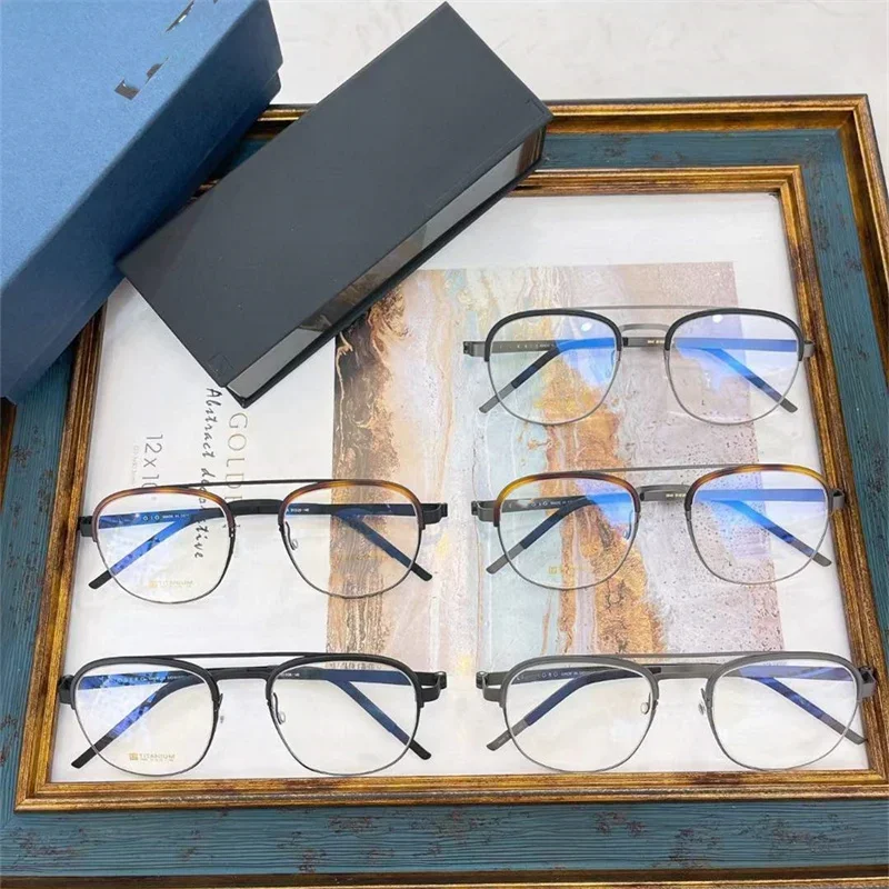 لا المسمار النظارات الإطار الرجعية البيضاوي النساء التيتانيوم البصرية الدنمارك 9848 الرجال الطيار الضوء الأزرق الصندوق الأصلي خفيفة للغاية النظارات