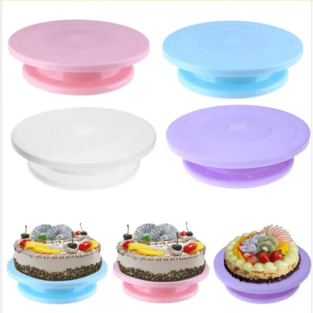 1Pc Plastic Cake Rotary Table Rotate Flexibly Revolving Cake Turntable Revolving Platform Kitchen Baking Decorating Tools