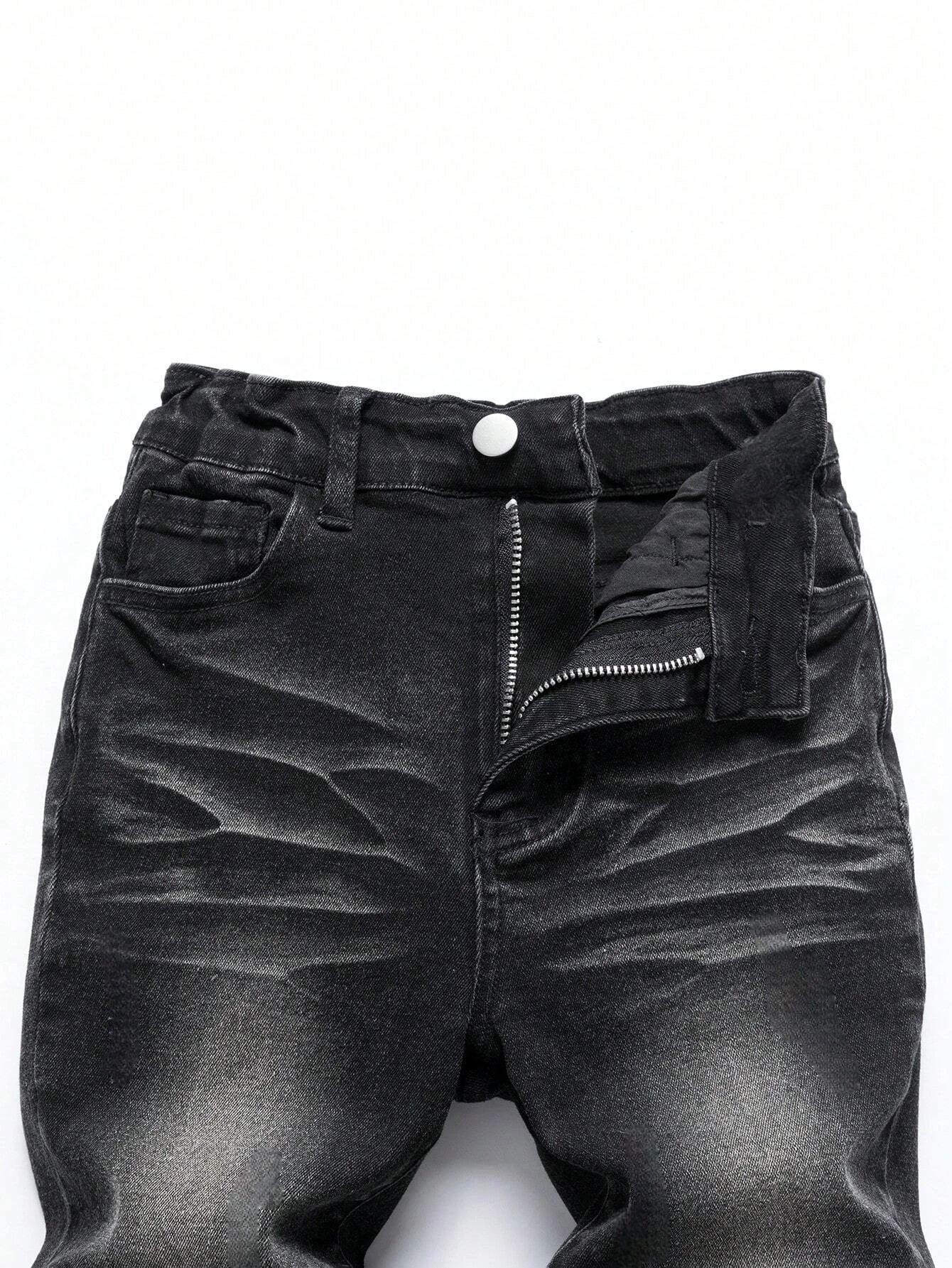 กางเกงยีนส์ทรงเข้ารูปลําลองสําหรับบุรุษ สไตล์แฟชั่นสตรีทอเมริกัน ดีไซน์เรียบง่ายตรง กางเกงยีนส์ล้างสีดํา เหมาะสําหรับการสวมใส่ในชีวิตประจําวัน