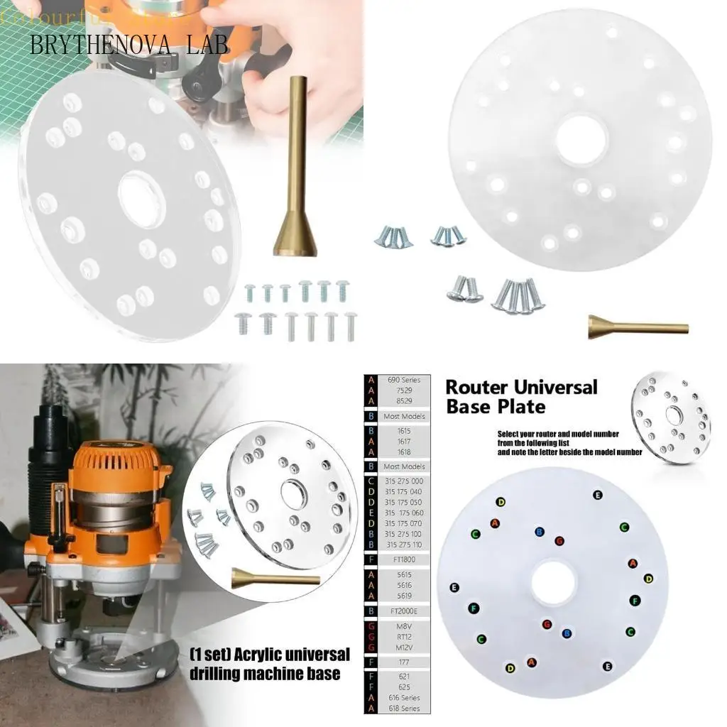 Durable Transparent Router Base Plate with 1.18inch Precisely Drilled Hole for Enhances Woodworking Tool Accuracy