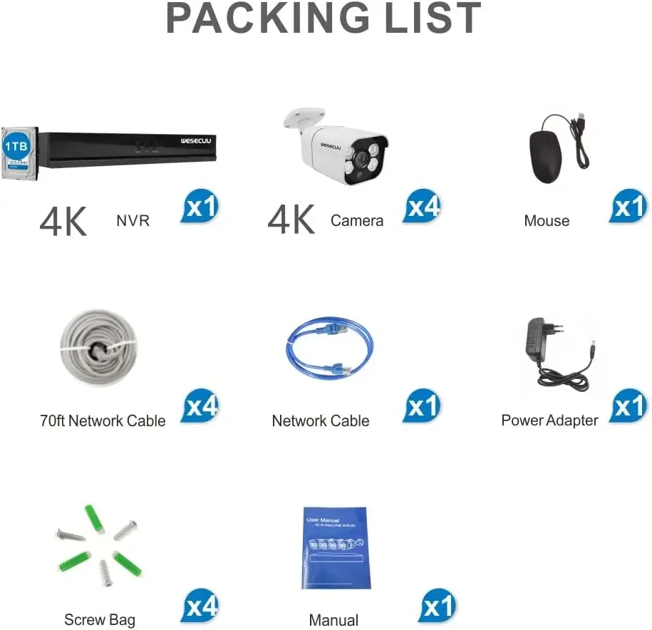 最高の4K NVR POE IPカメラセット NVRキット 8チャンネル ホームビデオセキュリティキット CCTVシステム IPセキュリティカメラ