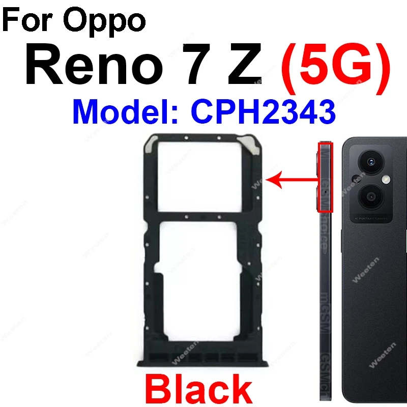 SIM Card Tray For OPPO Reno 7 7Lite 7SE 7Z 4G 5G Dual SIM Card Tray Slot  Card Reader Holder Socket Replacement Parts