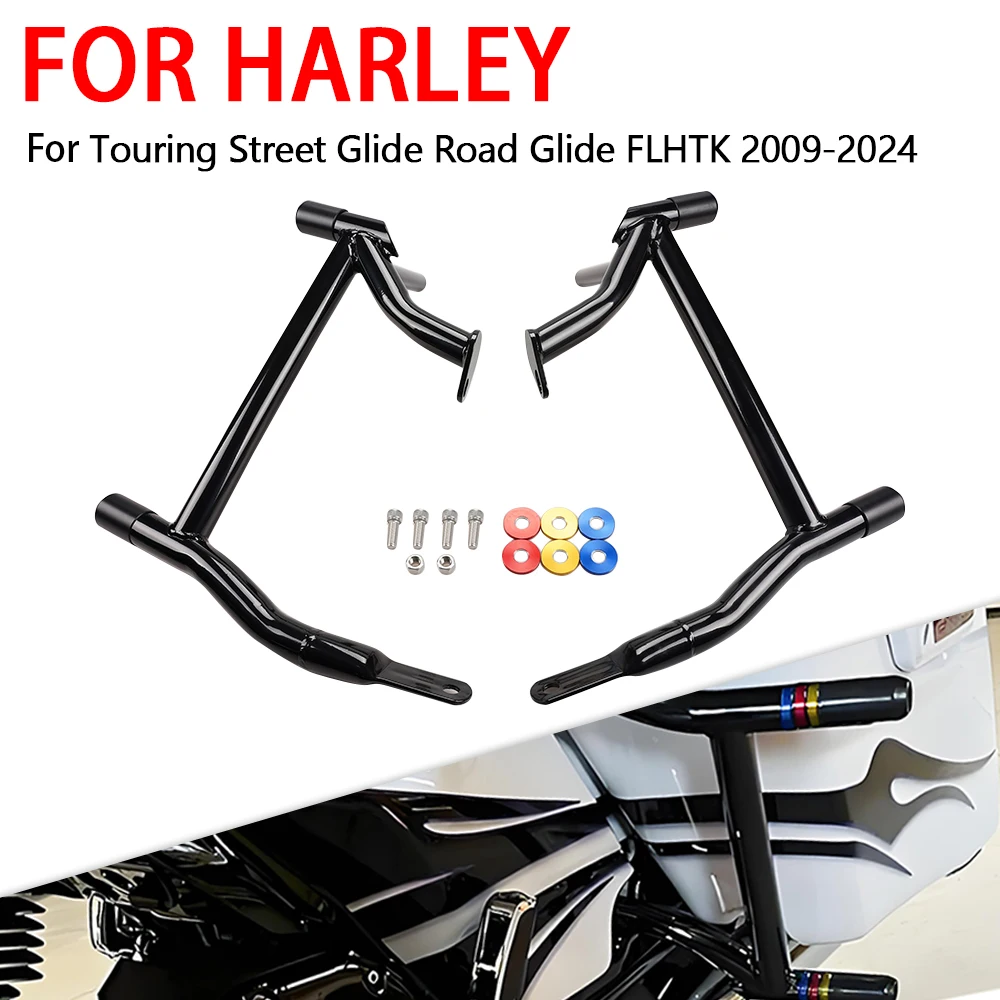 

For Harley Touring Road King FLHR Electra Street Glide FLHTK 2014- 2023 Motorcycle Saddlebag Guard Rear Crash Bars Rails Bracket