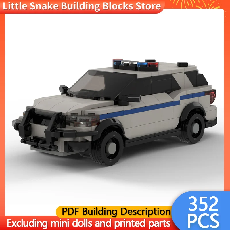 Speed Racing Car Model MOC Building Bricks White Police Cruiser Modular Technology Gifts Holiday Assemble Children Toys Suit