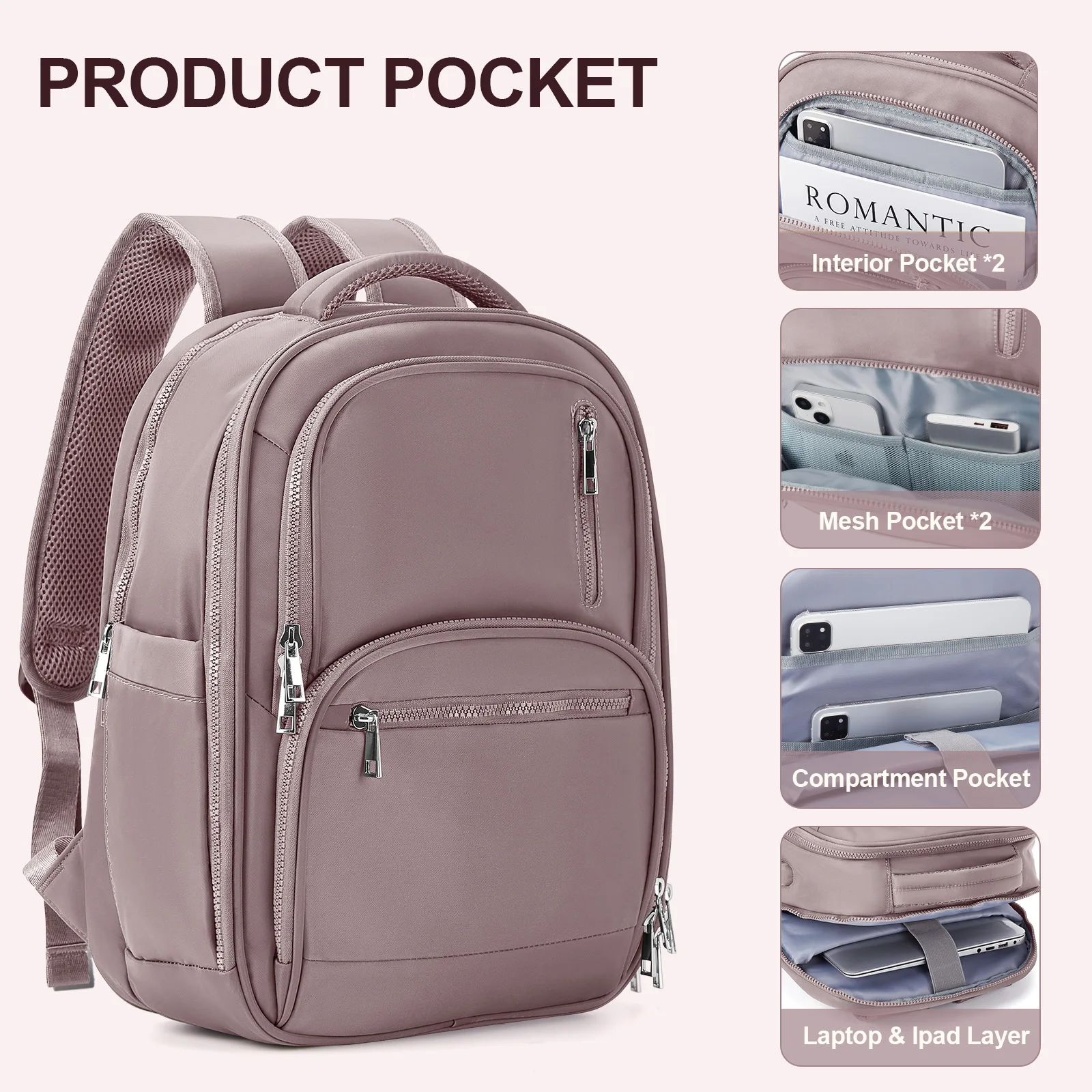Women's Fashion Backpack Lightweight Casual Backpack Hand Luggage Bag Ladies Backpack Elegant Style Backpack Laptop Backapck