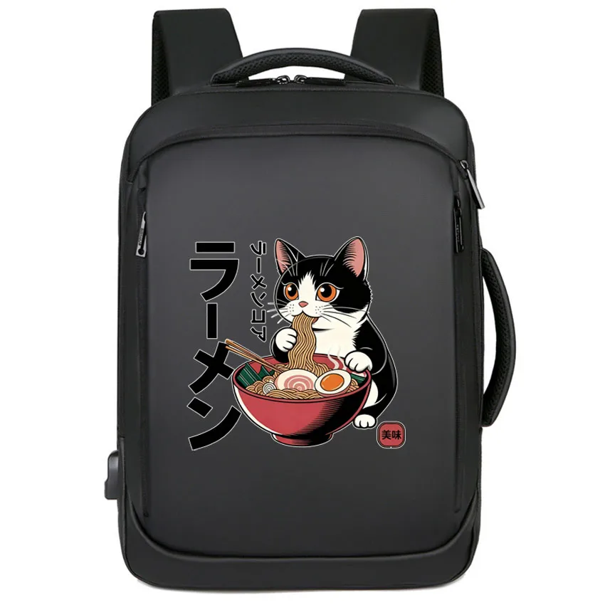 

Waterproof Business Boy Gir Laptops Backpack Cool Cute Funny Cartoon Anime Ramen Cat Printed Women Men Unisex Rucksack Handbag