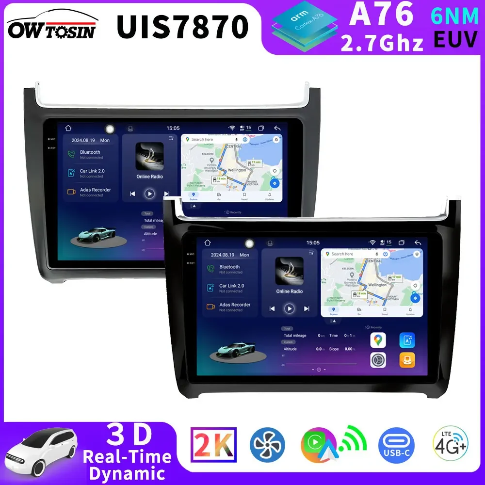 QLED 2K Screen 7870 12G+256G Android 13 Car GPS Navigation Radio For Volkswagen Polo MK5 Vento 2009-2020 Head Unit Auto CarPlay