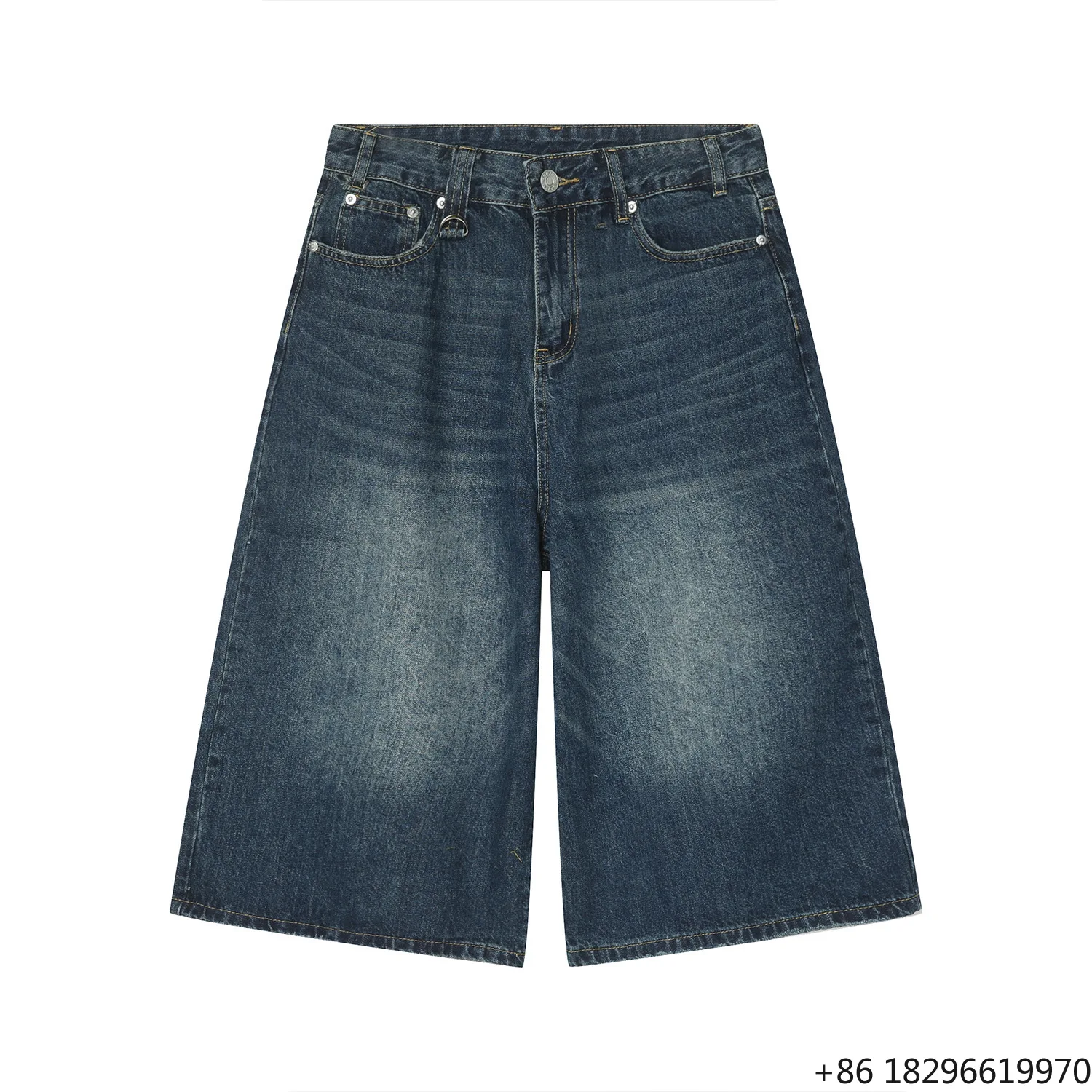 Hot Summer Breathable Casual Loose Fit Dark Denim Shorts for Men with Custom Design and Eco-Friendly Features