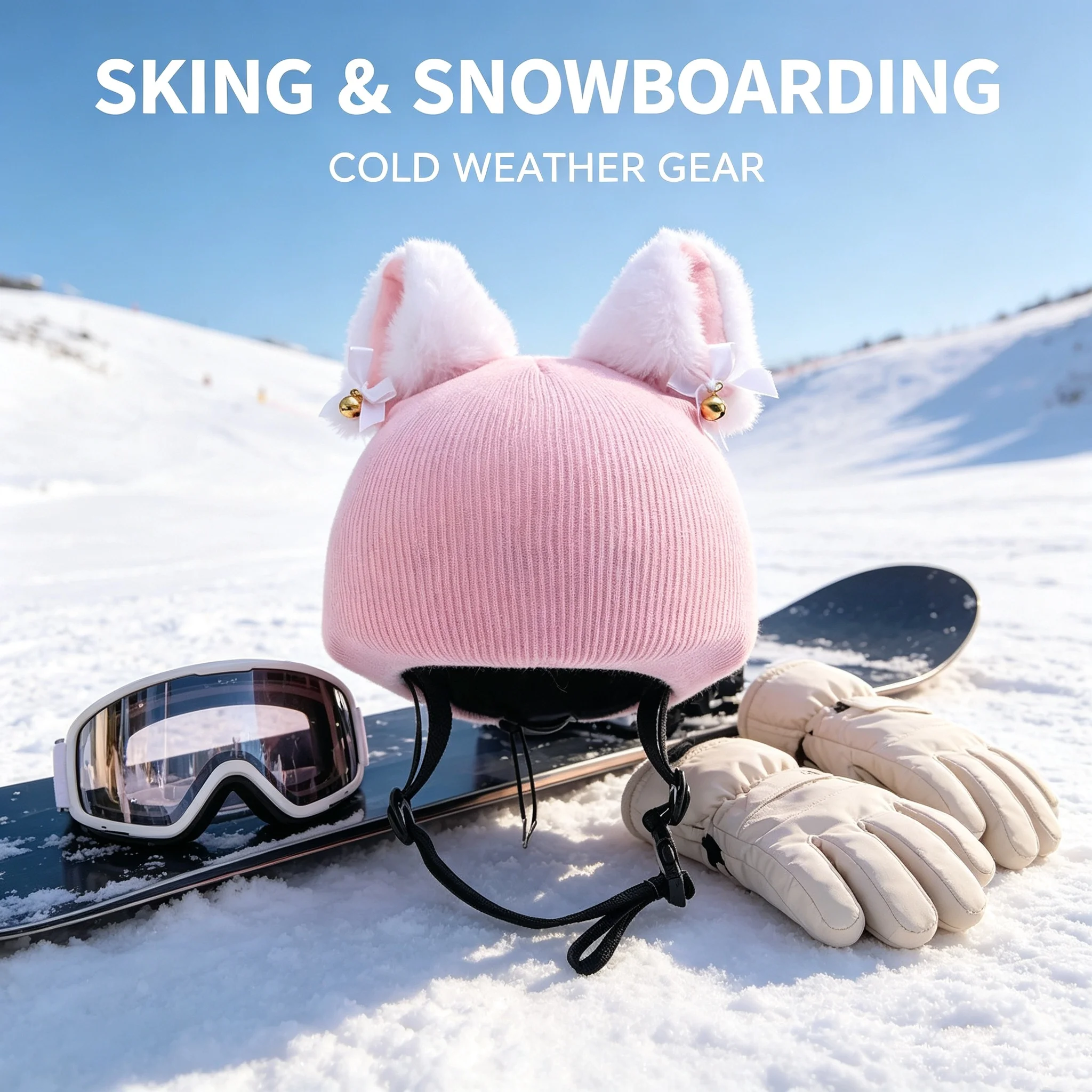 Cute Knitted Washable Ski Helmet Cover for Men Women, Snowboard Helmet Decor Accessories Outdoor Sports