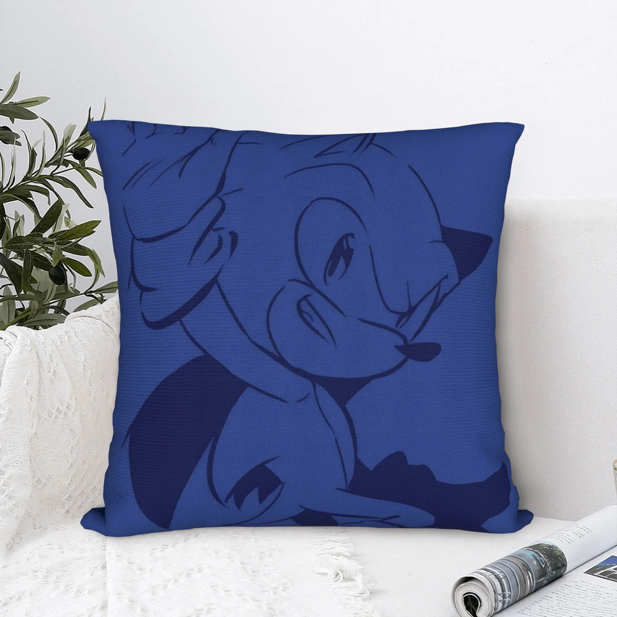 Fundas de Almohada Cuadradas de Poliéster con Diseño de Personajes de Dibujos Animados de Soniced Games, Funda Decorativa para Cojín de Asiento, 45*45