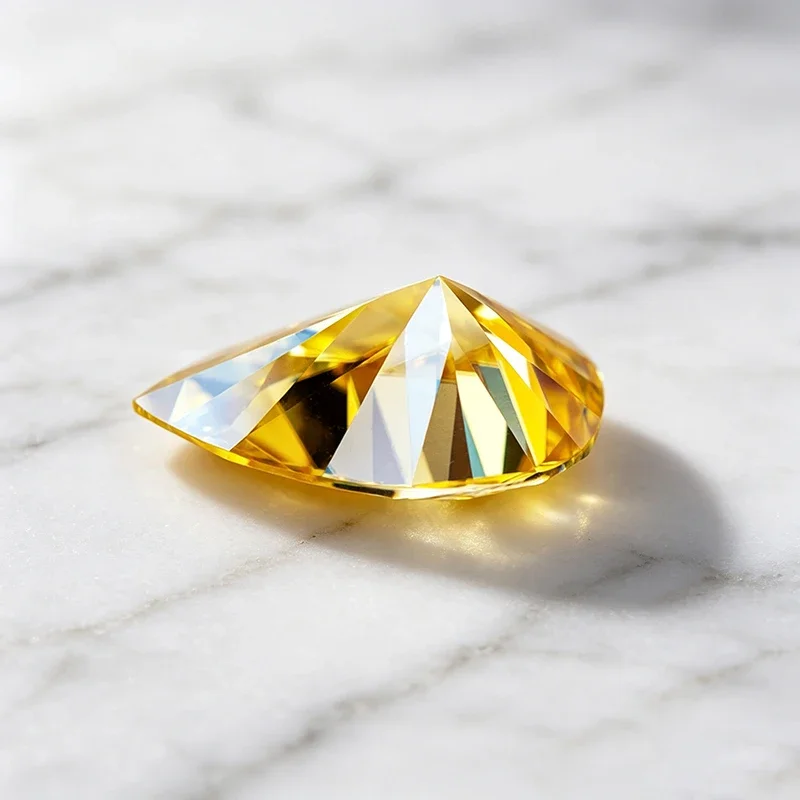 Moissanite Stone Pear Cut Lemon Yellow Charms Gemstone for DIY Jewelry Making Materials Pass Diamond Tester with Certificate