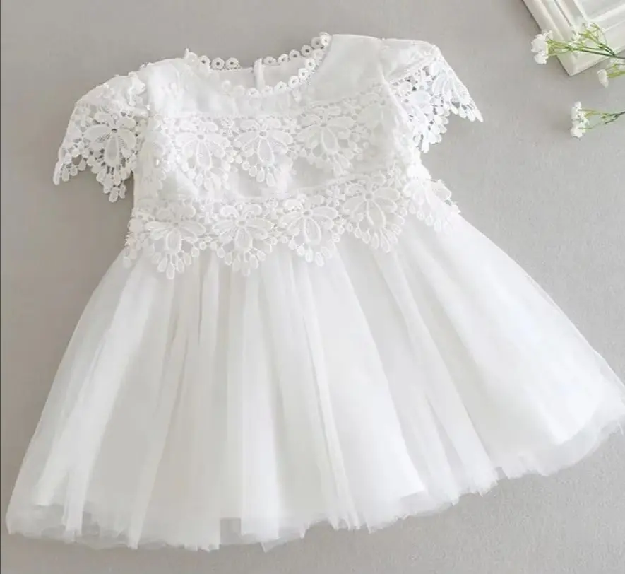 Toddler Girl Princess Dress Baby Girls' Daily Dresses Kid Baptism Clothing Brief Solid