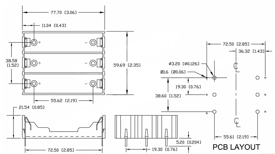 Neue schwarze DIY 3-Zellen-Kunststoff-Batteriebox-Halterung für 18650-Akkus, 3,7V DIY (Batterie nicht enthalten) – Detail 7