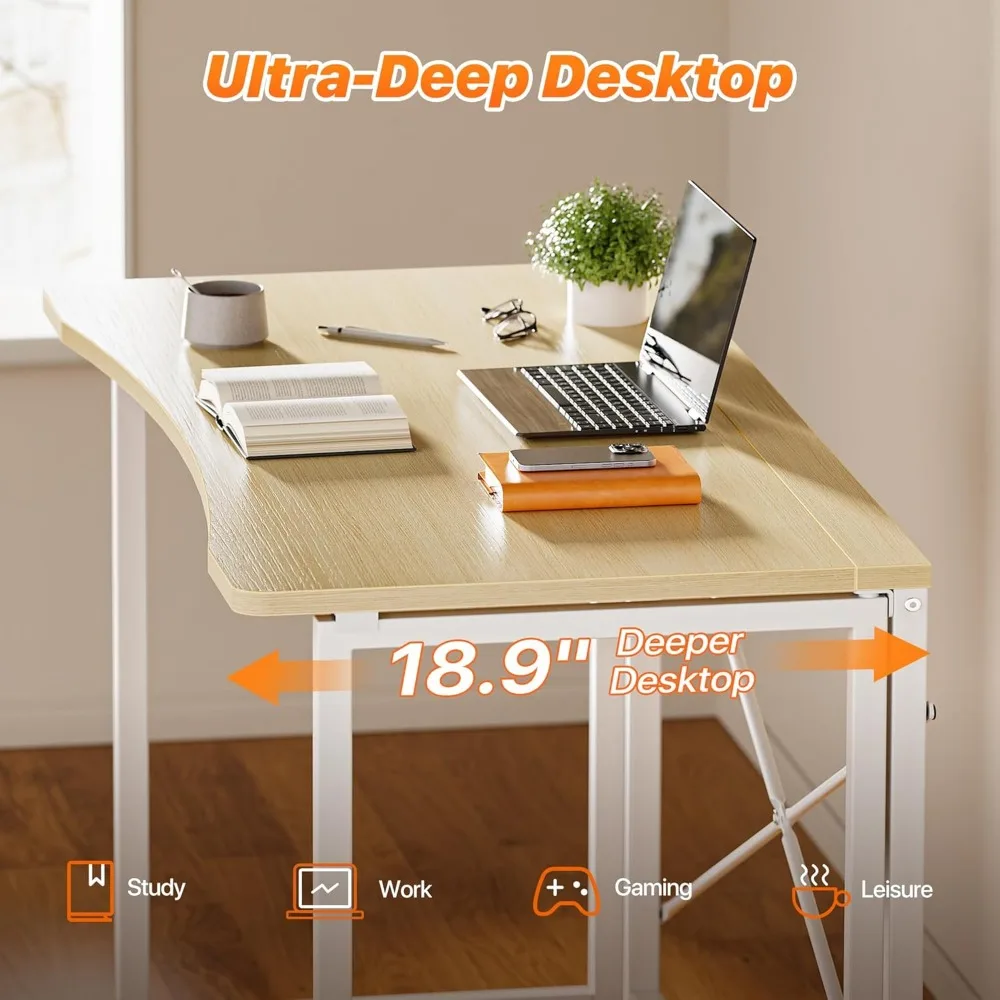 Compact Folding Desk 39.3 Inches, Space-Saving Computer Table for Home Office, Study, Bedroom, Dorms, Ideal for Small Spaces and