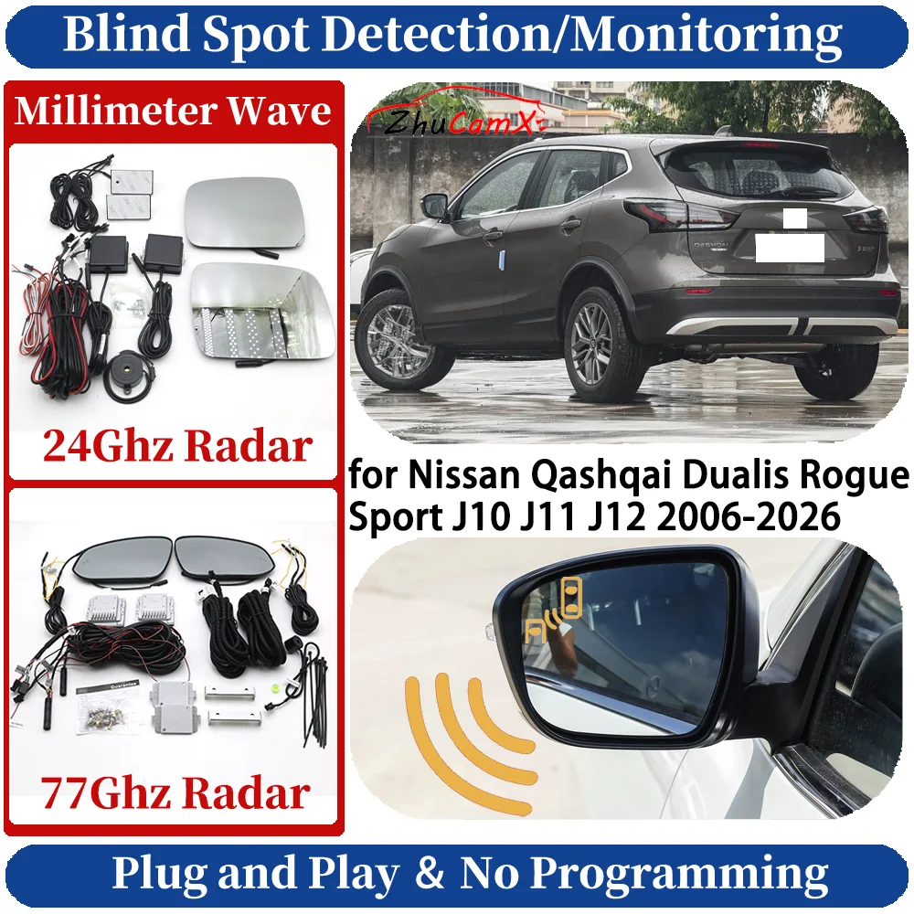 Blind Spot Monitoring/Detection System for Nissan Qashqai Dualis Rogue Sport J10 J11 J12 2006-2026 Side Lane Change Assist