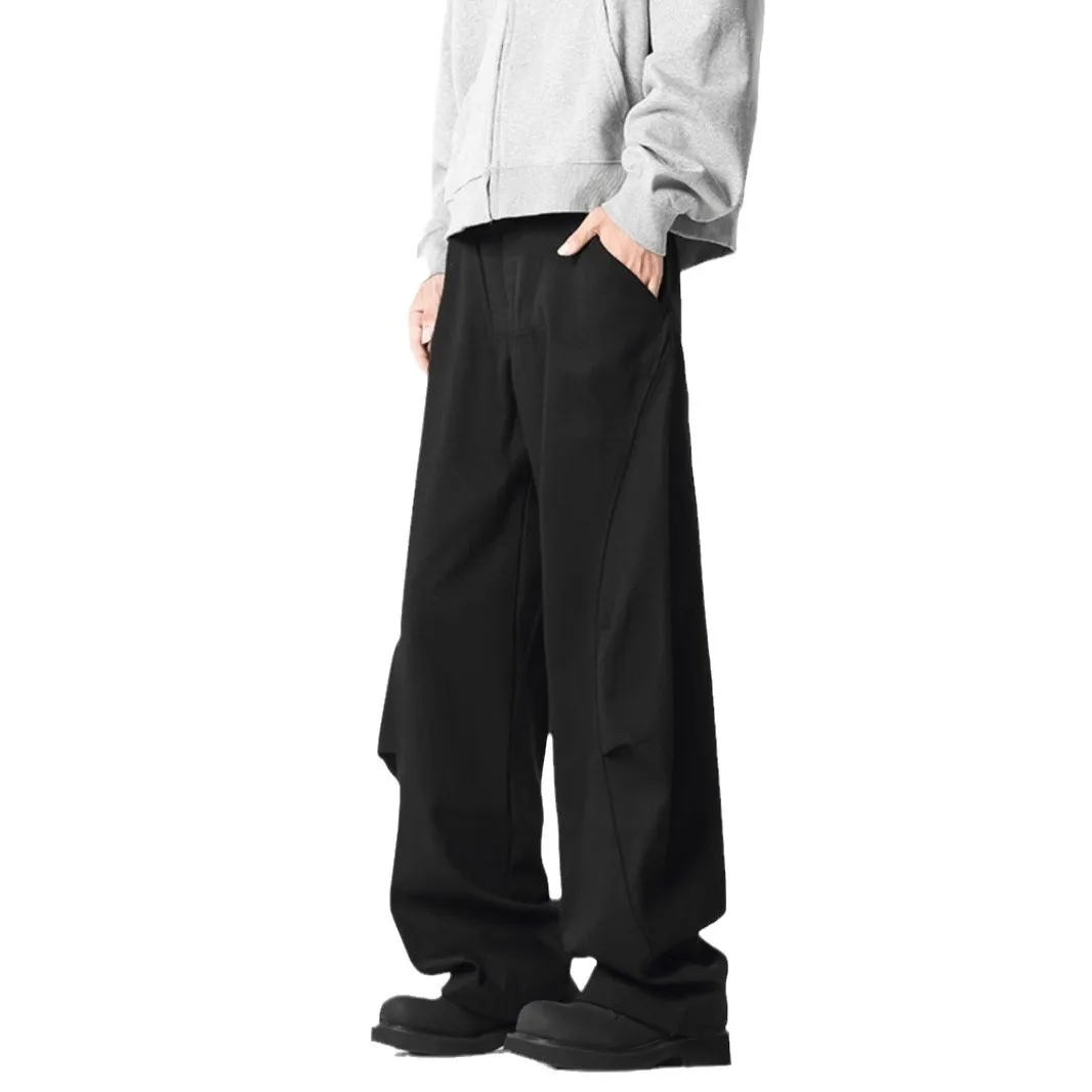 New Men White Straight Pants Wide Leg Track Pants Baggy Pants Long Trousers Men's Sweatpants Casual Thermal Velvet Trousers view 2