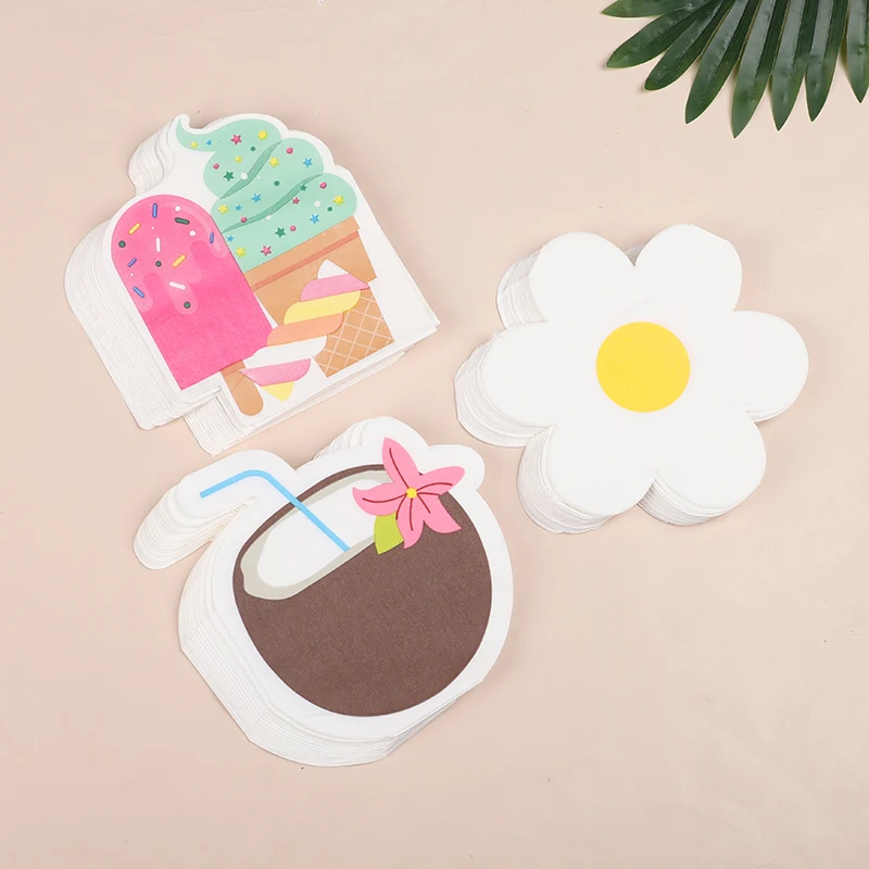 20pcs Hawaiian Theme Printed Napkins Coconut Ice Cream Flower Shaped Tissues Summer Tropical Beach Disposable Party Decorations