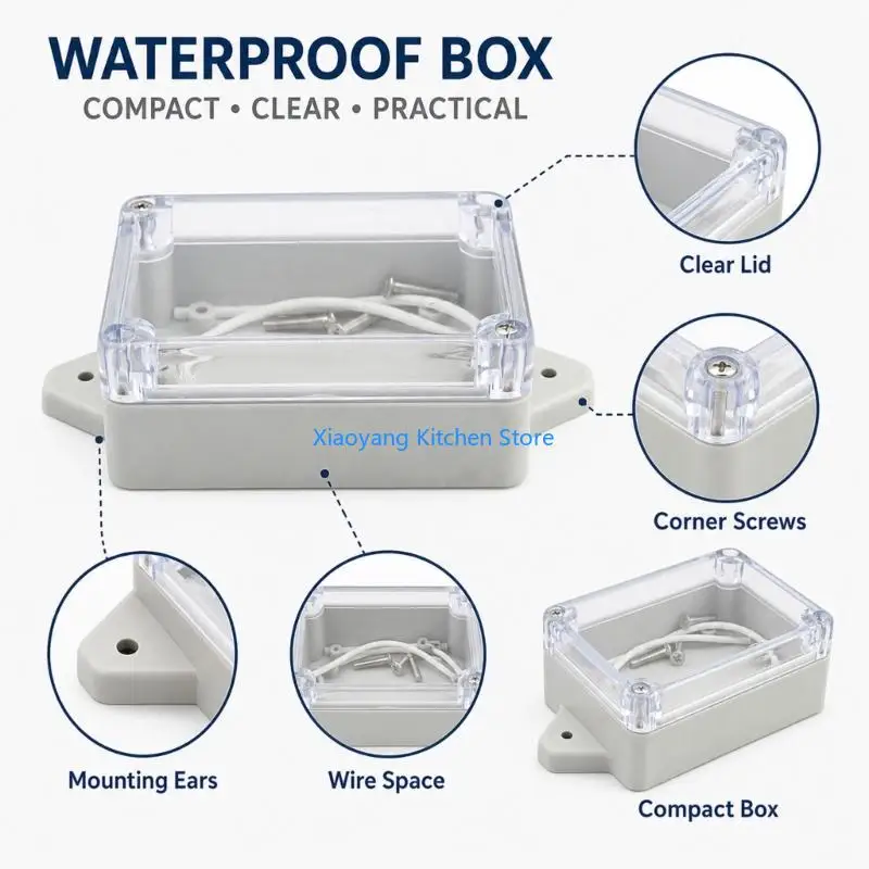69HC Clear Lid Cable Case for Outdoor Wire Sections Small Waterproof Wiring Box
