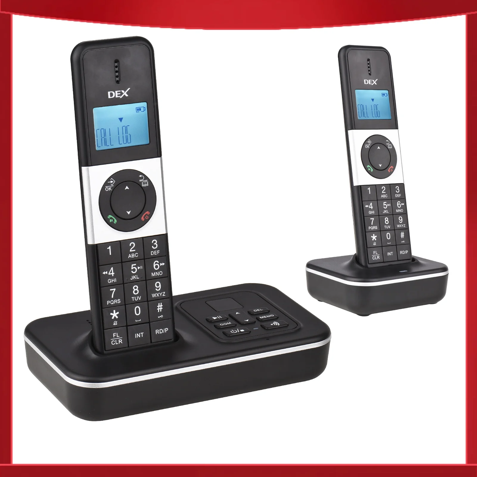 D1002 TAM-D 2-Handset Cordless Phone with Answering Machine Caller ID/Call Waiting 1.6 inch LCD 3 Lines Screen Display