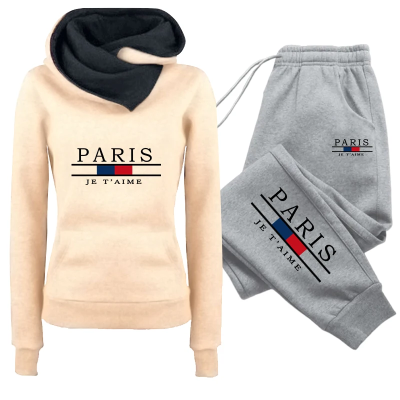Damen-Set/Hoodie/Hose, Paris-Mode-Trainingsanzug, Kapuzenpullover, Jogginghose, Herbst-Winter, Damen, Alltag, Freizeit, Sport-Outfit – Detail 5