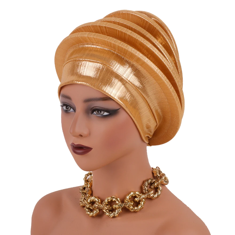 2024 elegancki spiralny Beret dla kobiet afrykańska dama okłady na głowę kobiece berety Turban nigeryjski chluba wesele Gele