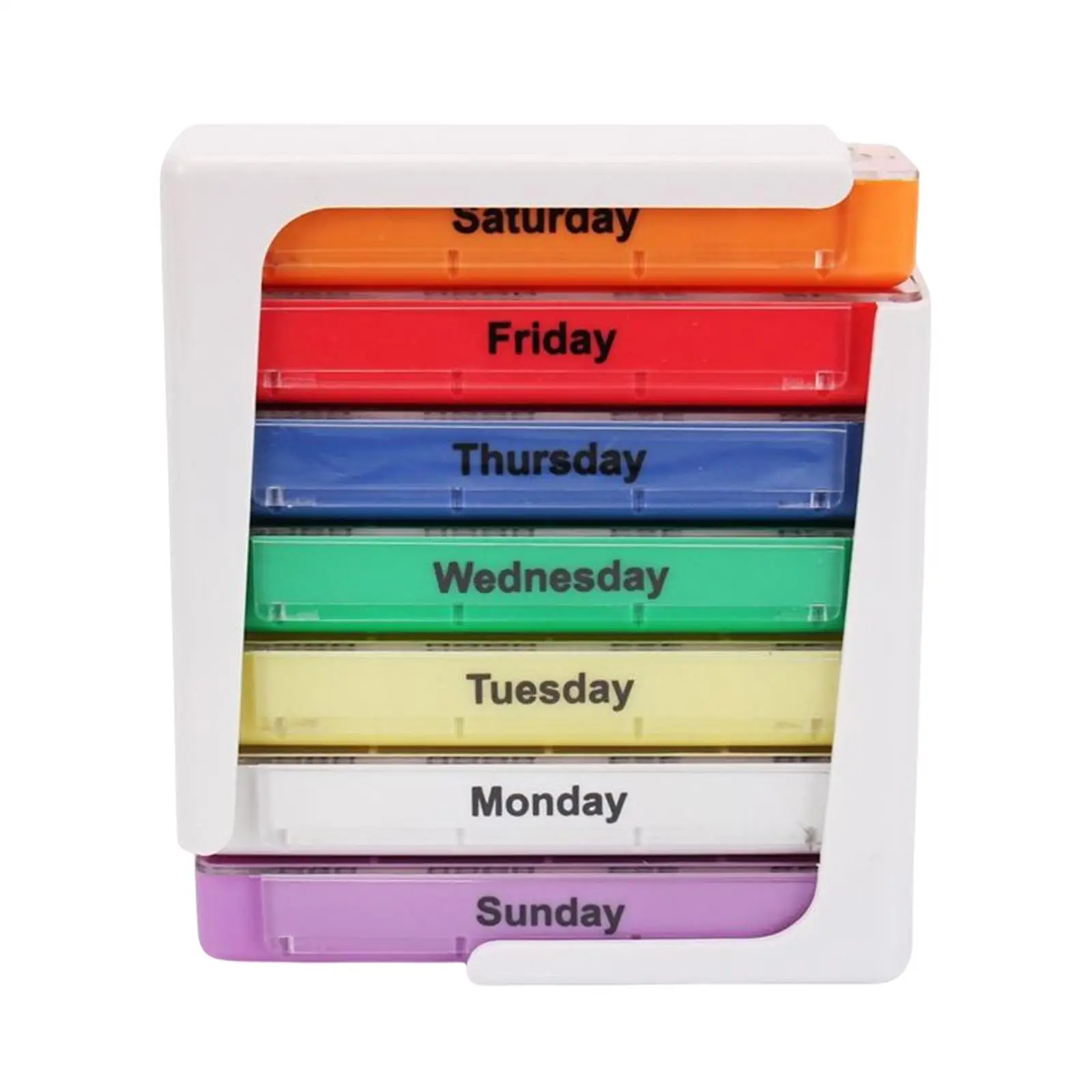 Weekly Pill Organizer Daily Dispenser Four Compartment Medication Container for Home and Travel