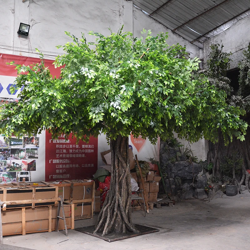 Garden wedding decoration large plastic green plant banyan artificial tree room
