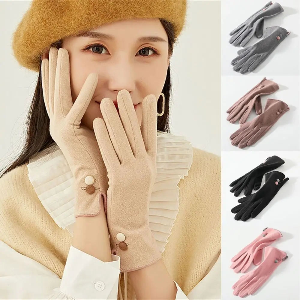 

Daily Thickened Warm Gloves Windproof Cold Proof Thin Velvet Cycling Driving Gloves Touch Screen Mittens for Outdoor