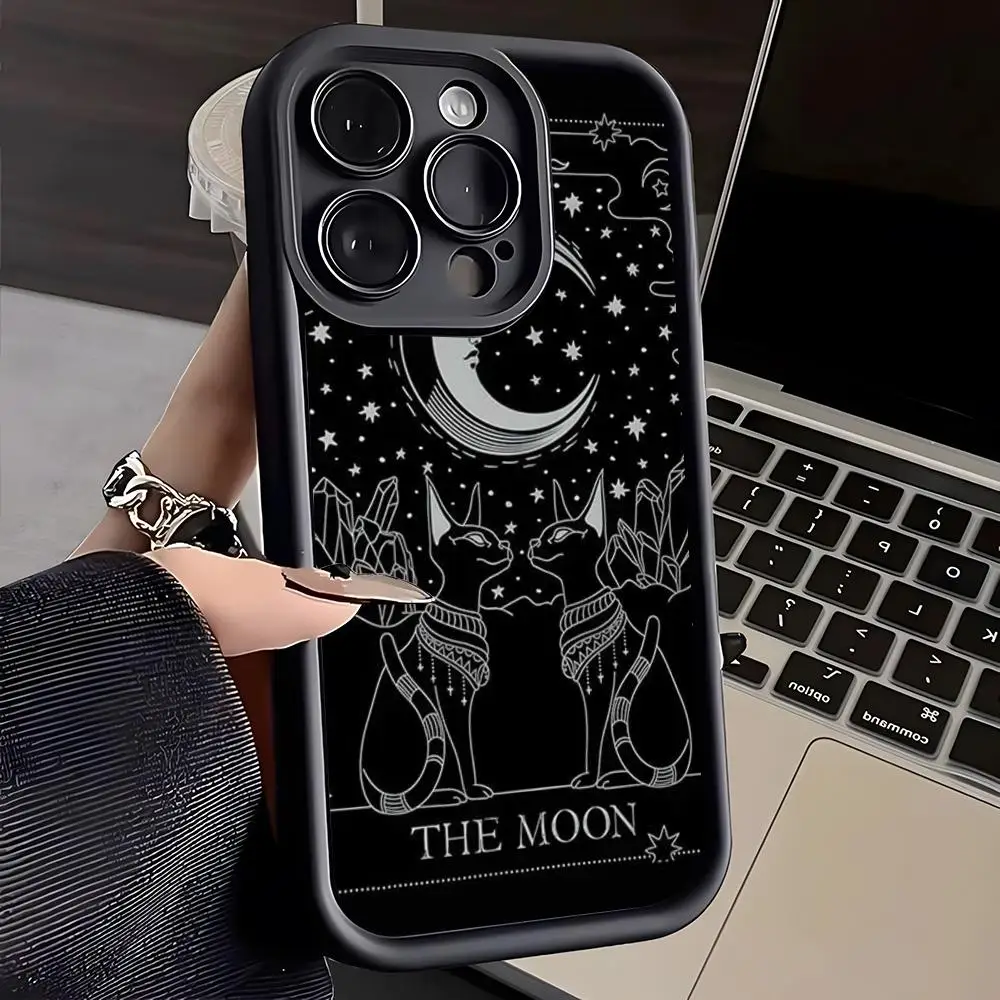 Tarot Mystery Totem Cat Phone Case For IPhone 16 Pro Max 15 Pro 14 Plus 13 12 11 XR XS Max X 7 8 Plus Soft TPU Back Cover