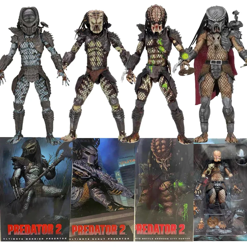 NECA Predator Shaman Ahab Ultimate Scout Warrior Predator Battle Drmaced City Hunter Jungle Action Figure Original Model Toys