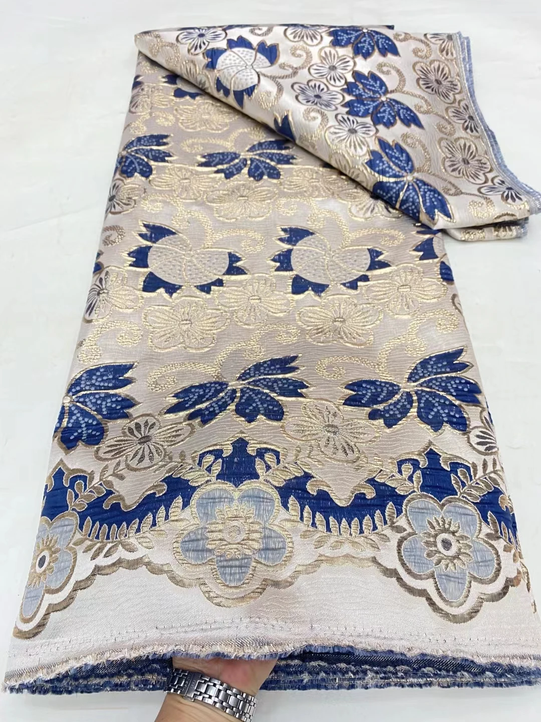 

NDPB02 Wholesale African brocade lace fabric,good quality jacquard fabric,new pattern African cotton lace fabric for women dress