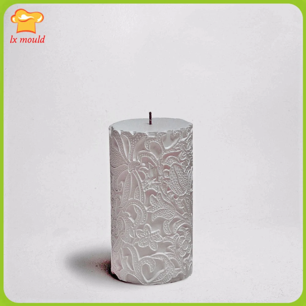 

Palace Pattern Candle Silicone Molds Wedding Holiday Gift Handmade Candle Tool Mould Lace Cylindrical