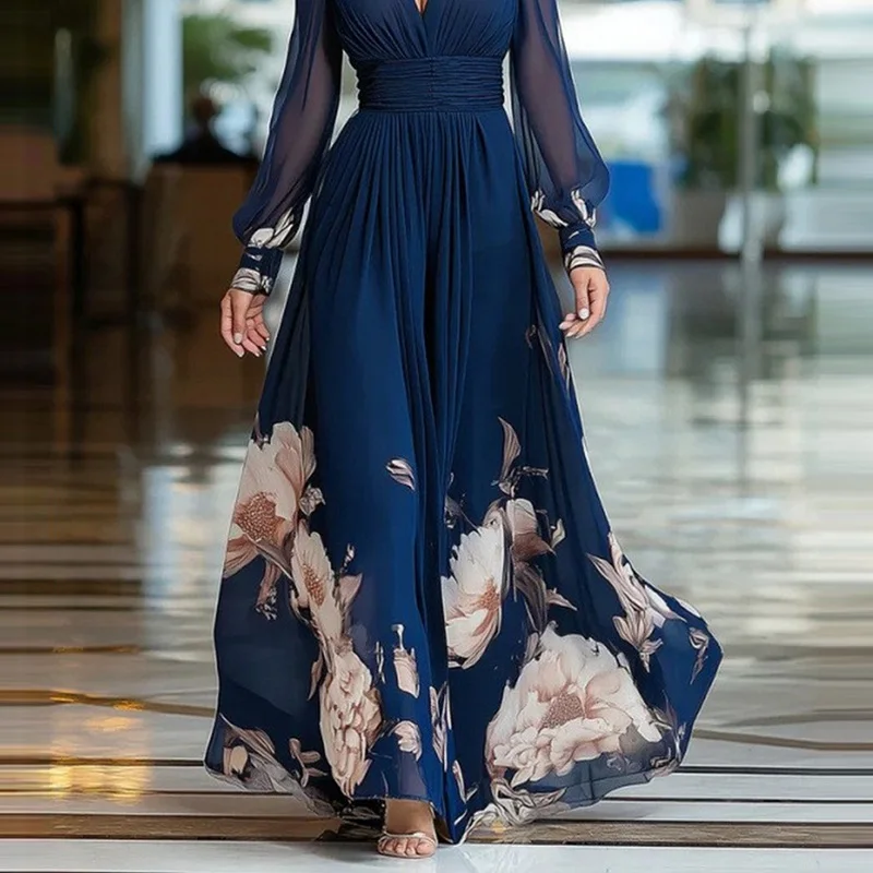 flowy holiday dresses Floral Print Maxi Dress Women Summer Boho Party Dress hallie