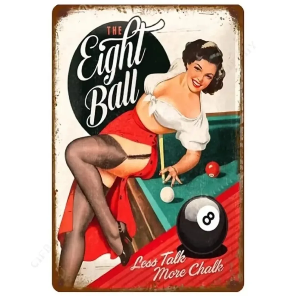 1 قطعة ملصق البلياردو خمر |   لوحة فنية جدارية معدنية ذات طابع لعبة ريترو للبار أو الحانة أو كهف الرجل |   ديكور عشاق البلياردو الكلاسيكي