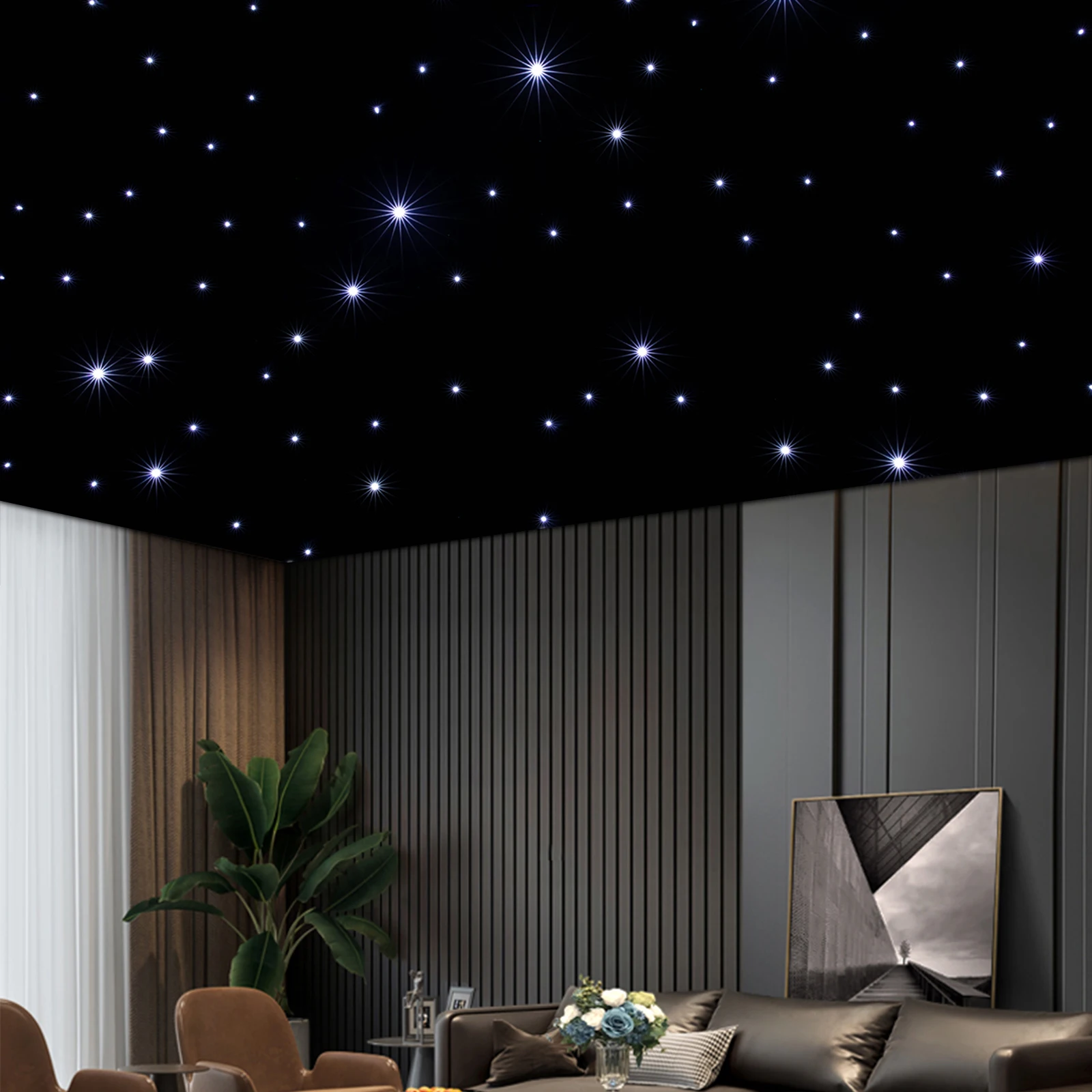 خلفية نجمة LED مستطيلة سوداء (مريحة للاستخدام) - قابلة للطي وقابلة للتركيب على الجمالون (فتحات متعددة)، سحاب معدني ثنائي الاتجاه #3