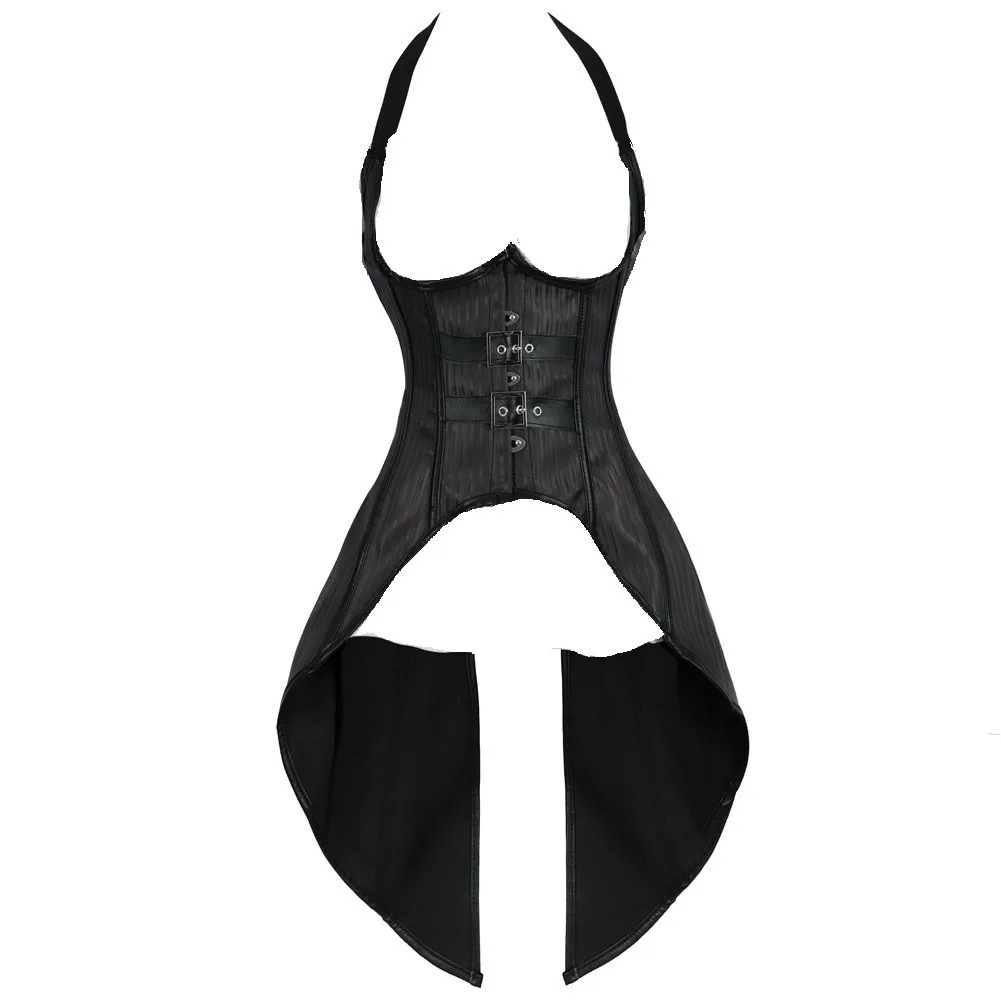 Punk Sexy corsetto Bustier 2 pezzi cinghie lunghe camicetta Top gilet corsetti Pirate Lingerie irregolare Plus Size costumi Burlesque