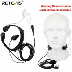 Retevis-walkie-talkie con micrófono de garganta, auriculares, transceptor, tubo oculto, auricular PTT para Baofeng UV 5R Quansheng UV K5 UV K6 K58 para Kenwood