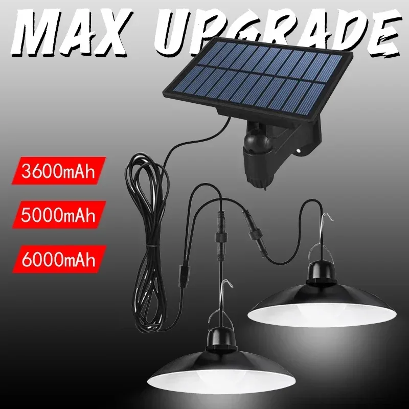 Solar Powered Lâmpada Led com Controle Remoto Pingente de Luz Solar Branco Quente ao ar Livre Jardim Camping 2600 Mah 5000 Mah 6000mah