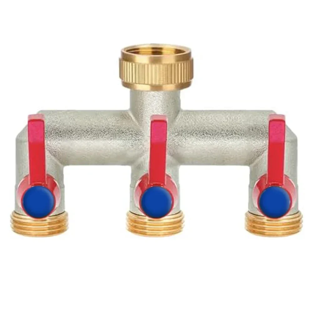 

3-Way Splitter 3 Way Water Distributor Rust Resistant Simultaneous Connection Sturdy Construction Brass Material