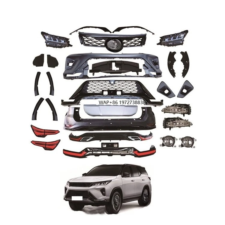 

W-SKIRT Style Body Kit for Fortuner 2014-2020 Includes Front Rear Bumper Grille Headlight-New for 2021 Upgrade