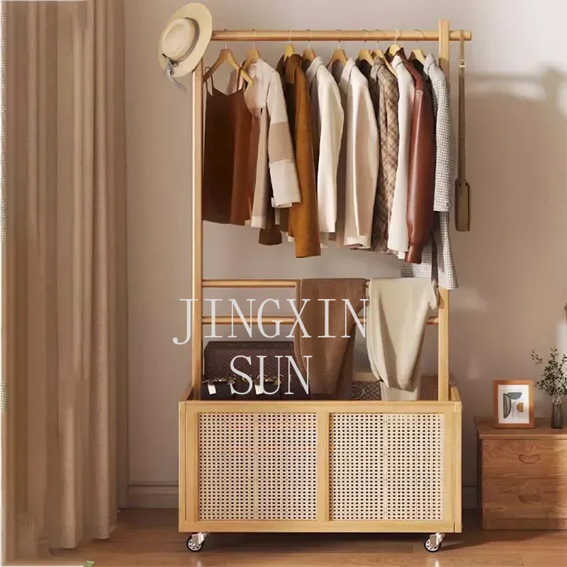 Wood Bedroom Clothes Rack Garment Shoes Jacket Storage Scarf Clothes Hanger Floor Balcony