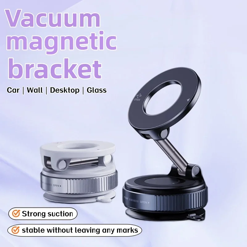 Support de téléphone magnétique pliable Compatible, ventouse sous vide Magsafe 360 °   Support de camion de voiture rotatif ajustement universel Portable