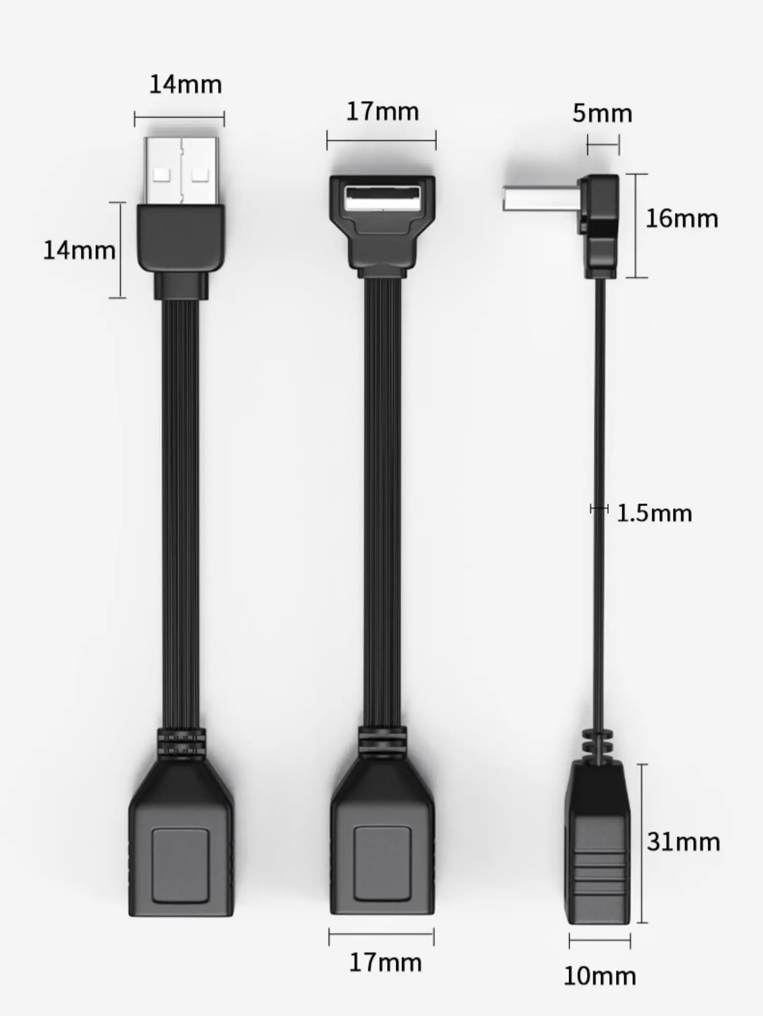 90 Degree USB Extension Cable Short, Right Angle USB Male to Female Cable Flat  USB Adapter Extender Cord Using 4-core 26AWG images - 6