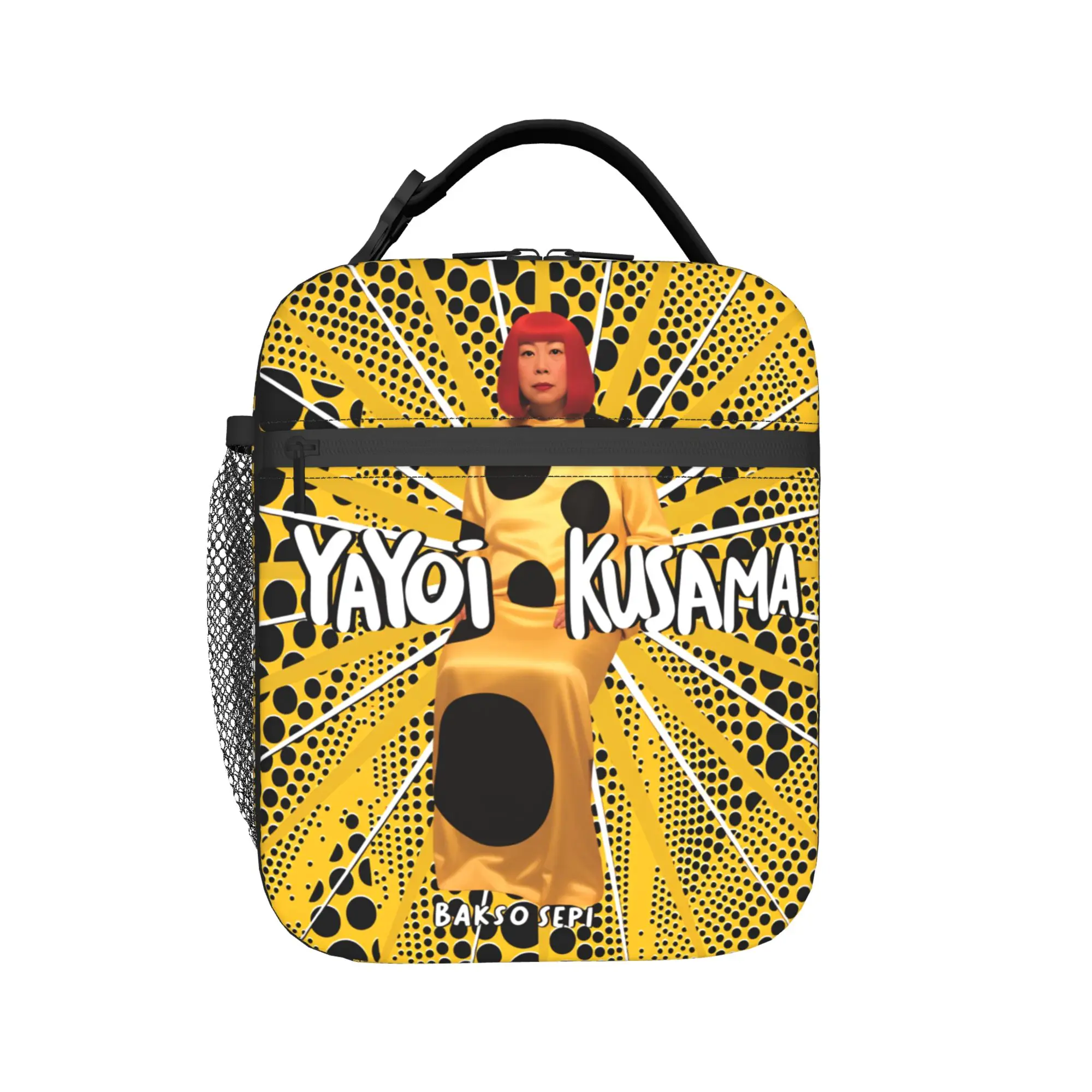 Yayoi Kusama Abstract Face Lunch Bag Japanese Artist Casual Lunch Box For Child  Picnic Cooler Bag Oxford Thermal Tote Handbags